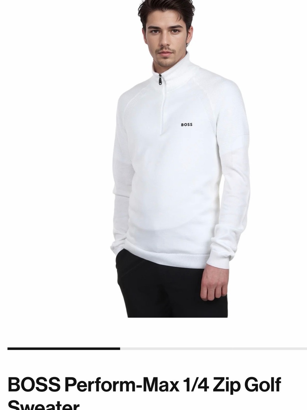 Boss Men’s White Quarter-Zip Mock Neck Sweater size Small/Med
